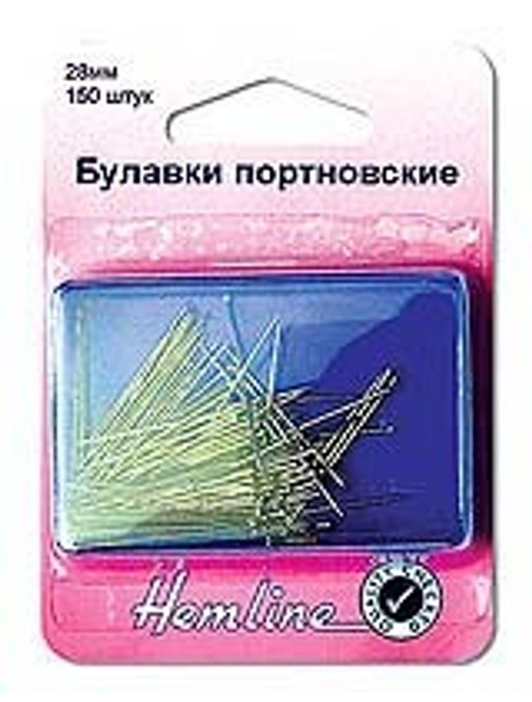 Булавки-гвоздики портновские в пластиковом контейнере 28 мм, 5х150 шт, Hemline /TOS/