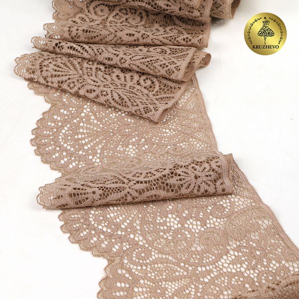 Кружево эластичное (стрейч) 110 мм / 25 метра, TBY.40992PP, цв.L30 кофе с молоком, Kruzhevo