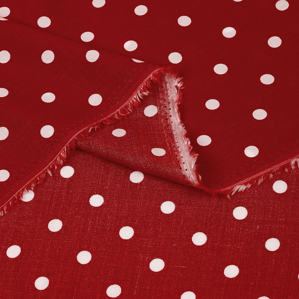 Штапель в горошек 90 г/м², 145 см / 2 метра, TBY.Vidt.07 цв.красный