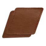 Заплатки пришивные из кожи, ромб 8х11,2см с перфорацией, 2 шт, 100% кожа, 02 светло-коричневый, 9125