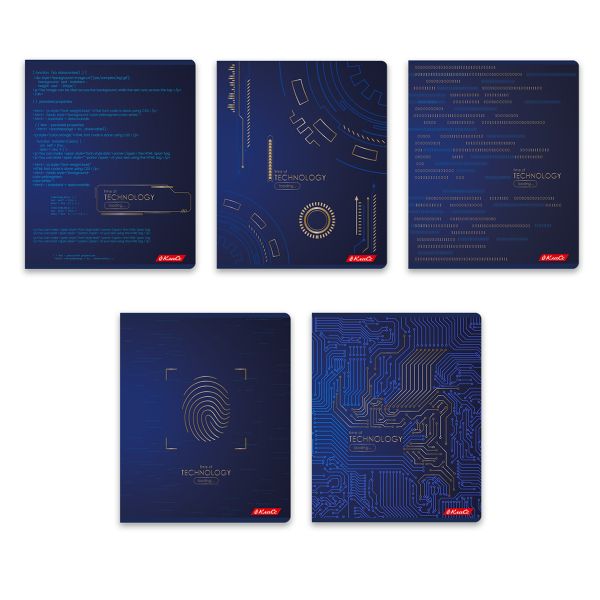 Тетрадь ученическая общая, тиснение фольгой, A5+ 96 л. на скобе, белизна 100%, 5 шт, клетка, 000347 Техно, Светоч 96ТСК5_6_3_1