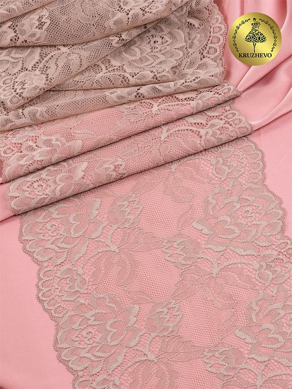 Кружево бельевое эластичное 180 мм / 3 метра, TBY.L838, 168 серебристый пион