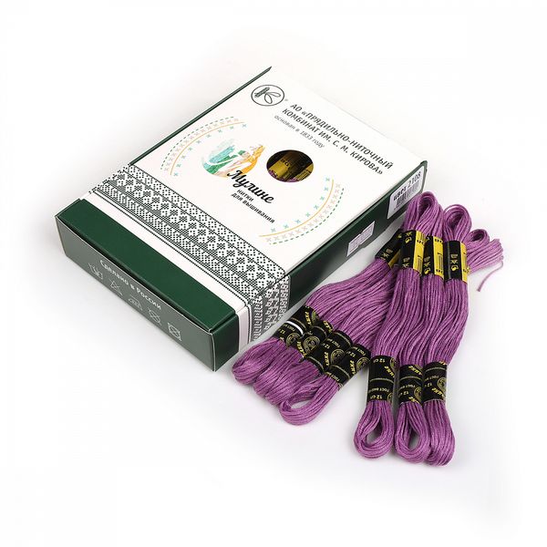 Мулине ПНК им.Кирова цв.2108 св.фиолетовый, 24 мотка по 8 метров