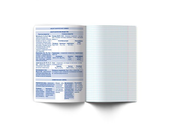 Тетрадь со справочным материалом Без фильтров, A5+ 48 л. на скобе 60 г/м², белизна 90%, 10 шт, клетка, 00848 Химия, Светоч 48Т1