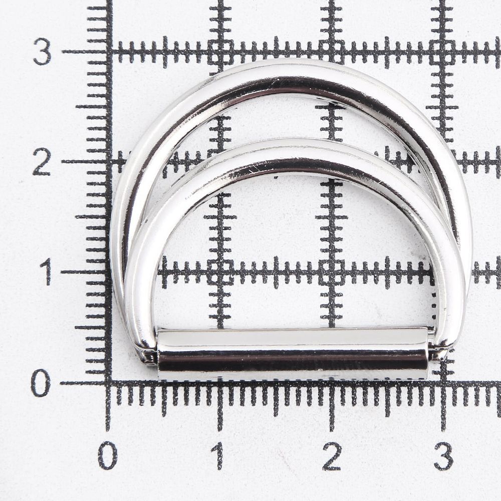 Полукольцо двойное металл внутр. 25 мм (внешн. 32х30 мм), 2 шт, металл, серебро никель, MT-1852