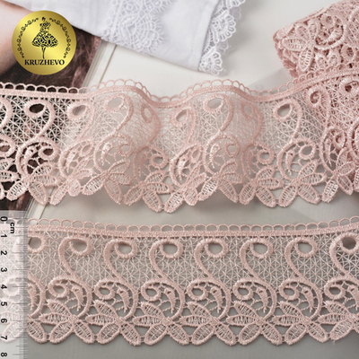 Кружево гипюр (плетёное) 70 мм, диз. 110, цв.17 розовый, уп. 9 м, Kruzhevo