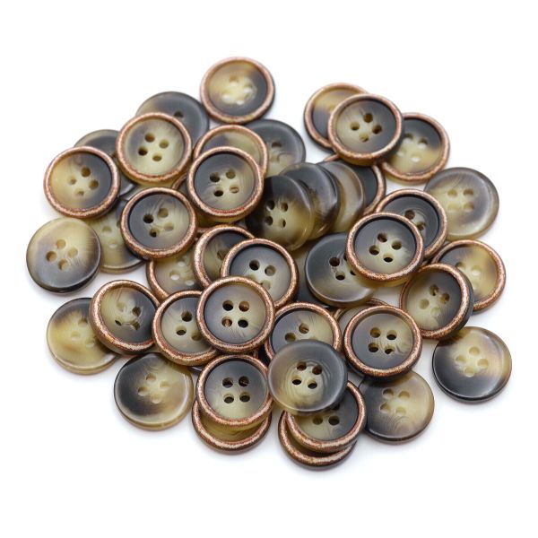 Пуговицы 4 прокола 24L (15мм), (Brown (коричневый)), 48 шт