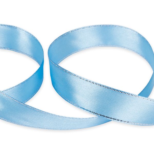 Лента атласная 2-сторонняя с метанитью 20.0 мм / 33±2 метра, №049 голубой/серебро, Gamma AL-20M