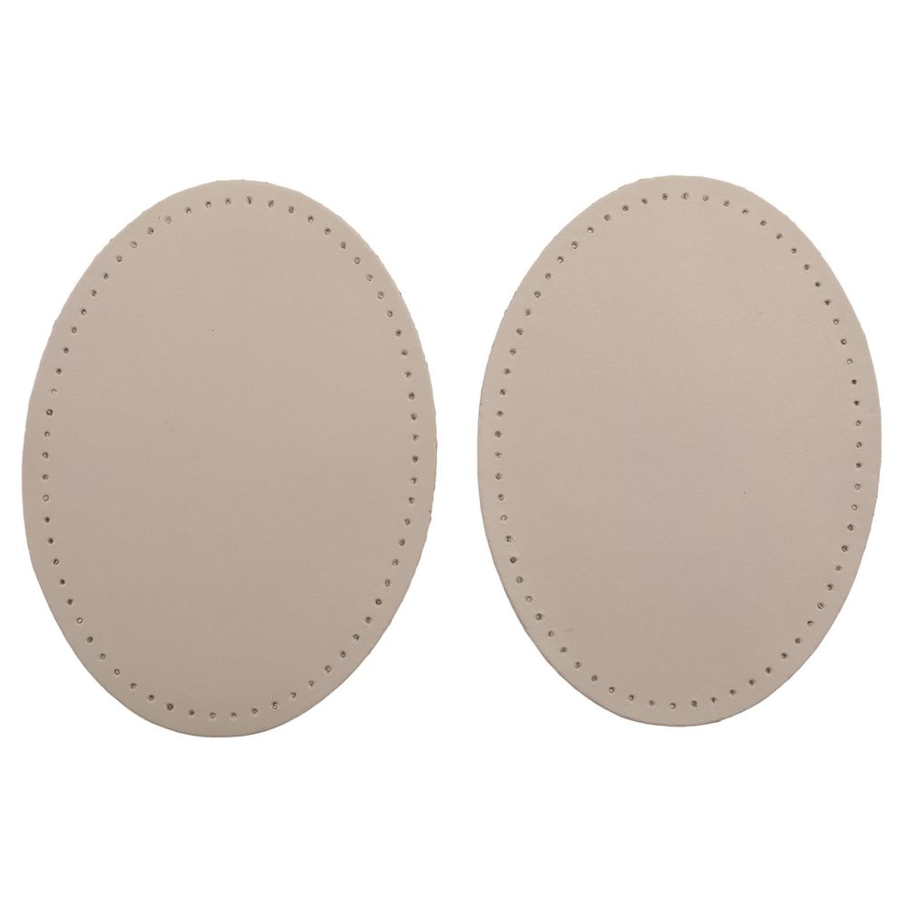 Заплатки пришивные из кожи, овал 8х10,9см с перфорацией, 2 шт, 100% кожа, 06 бежевый, 9124