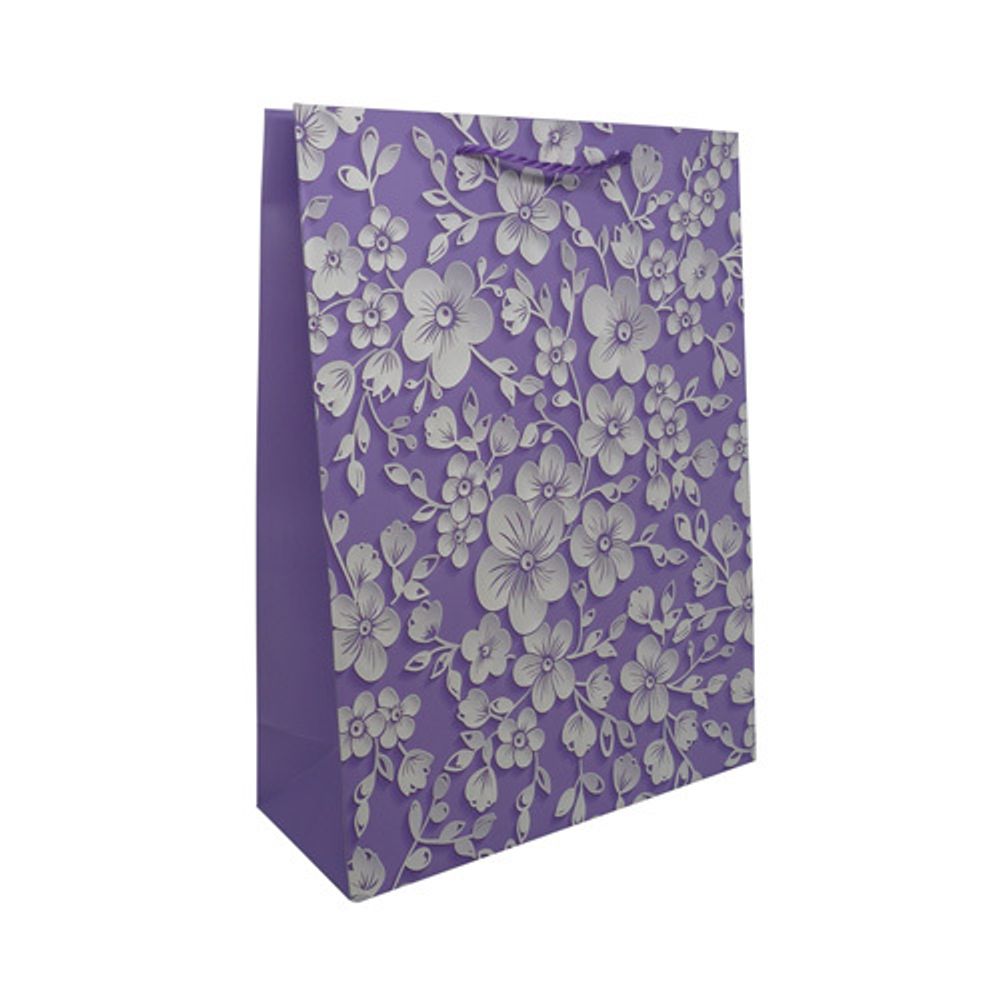 Пакет подарочный ламинированный &quot;Цветы&quot;, 40х30х12см (D-фиолетовый), 3 шт