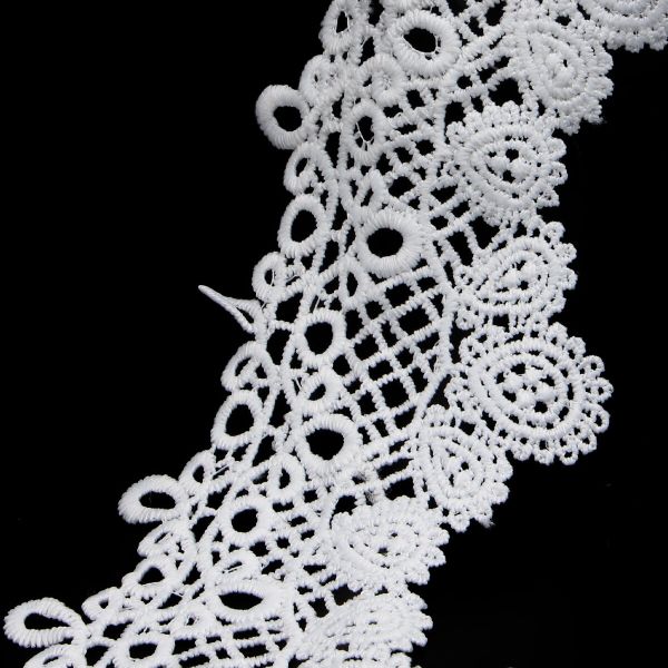 Кружево гипюр (плетёное) 95 мм / 9.14 метров, матовое, C501 белый