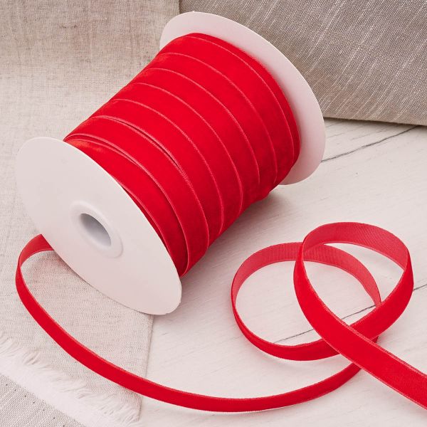 Лента бархатная (тесьма) 12.0 мм / 32.9±2 метров, 0081-1211, 43 красный