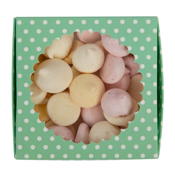 Коробка с окном для печенья 11.5х11.5х3 см, №2 Горошек мятный, S-Chief CBC-015