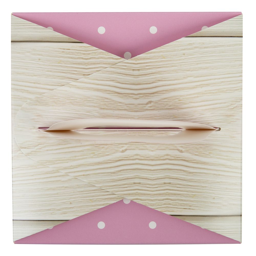 Коробка под кулич с окном 15х15х18 см, №1 Пасха розовая, S-Chief CBC-010