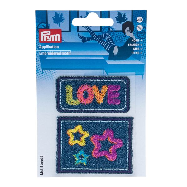 Термоаппликация джинс LOVE, 6.2x3.1 см, 6.4x5 см, многоцветный, 2 шт, Prym, 921491