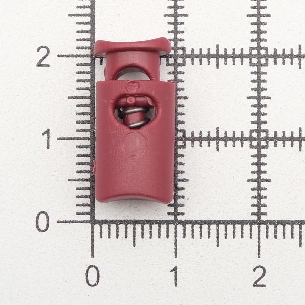 Фиксатор (зажим) для шнура пластик 1 отв., ⌀4.5 мм, 19х9 мм, цилиндр, ПП, бордовый, 100 шт