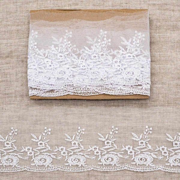 Кружево капроновое широкое 110 мм / 3.4 м (±4 см) 0574-5001, белый