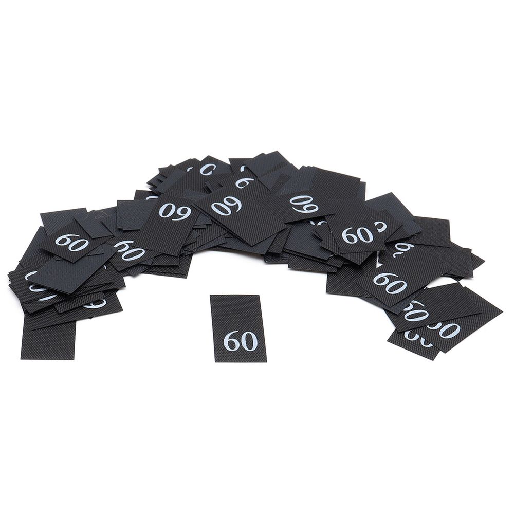 Этикетка-размерник 10х20мм, 100 шт/упак, черный фон/белый шрифт (MN) (60)