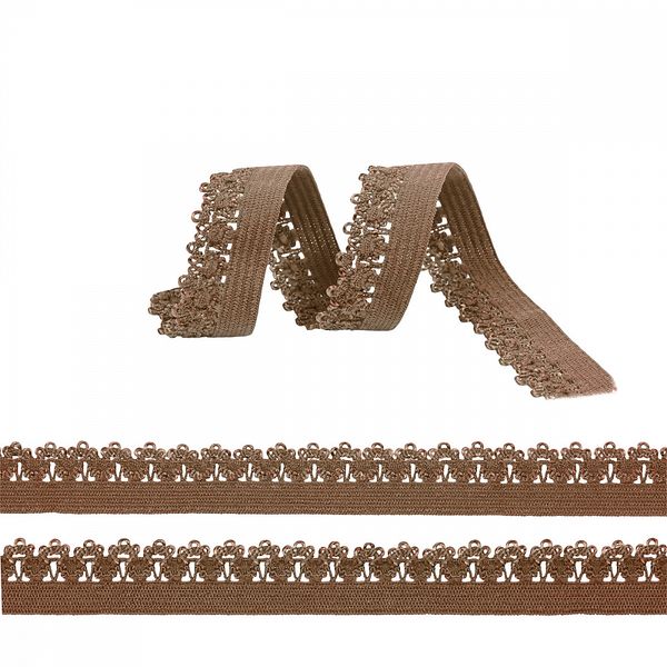 Резинка бельевая (ажурная) 12.0 мм / 1000 метров, RB01 коричневый F294