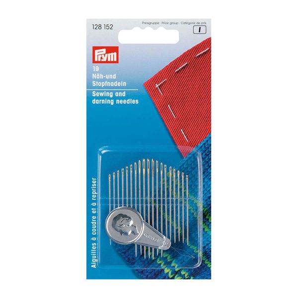 Иглы ручные набор для шитья и штопки с нитевдевателем, 19 штв уп, Prym