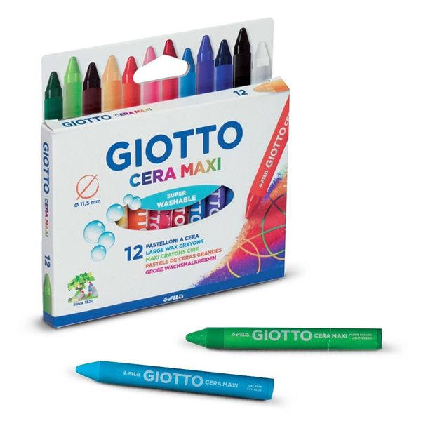 Карандаш цветной восковой утолщенные заточенный 12 цв, Giotto F291200
