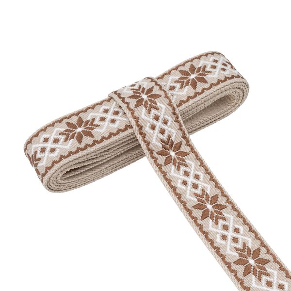 Стропа (ременная лента) 38 мм / 3 метра, [36.33 г/пог.м], с принтом 1-сторонняя, T0741 бежевый/коричневый, 3Al359