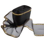 Лента капроновая для бантов 75 мм, / 25 метров, с метал. кромкой, черный/ под золото, Gamma С 3502 с метал. кромкой