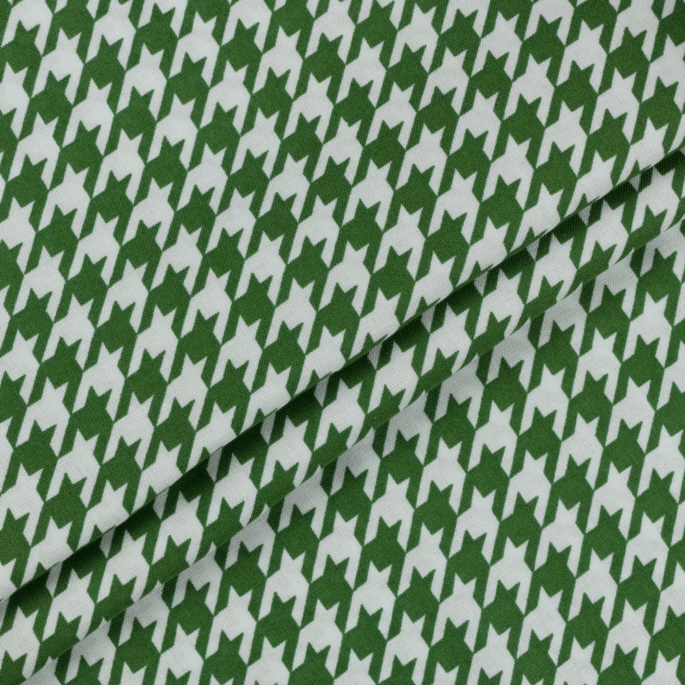 Ткань для пэчворка Peppy Бабушкин сундучок, рулон 112 см / 5 метров, БС-19 гусиная лапка я.зеленый, Peppy