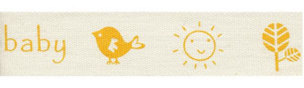 Лента хлопок с рисунком 16.0 мм / 5 шт по 3 метра, W5 001/064 A pretty baby, желтый, CLP-161 Gamma