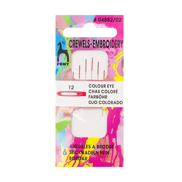 Иглы ручные для вышивания с цветным ушком, разм.12, 6 шт, Pony