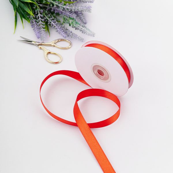 Лента атласная 2-сторонняя 12.0 мм / 22.86±1 метров, C1056 красный, 6102-0002, Globus