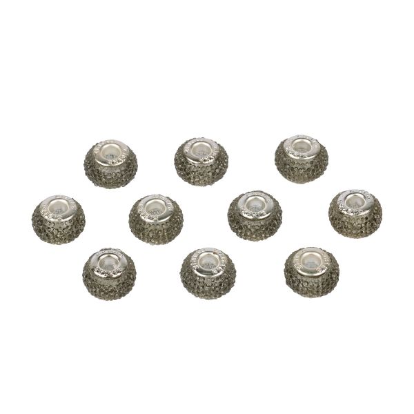 Бусины шармы ⌀14 мм, 10 шт, смола, №12 серый, Zlatka RFB-14