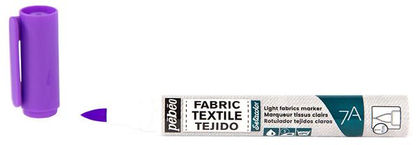 Маркер для светлых тканей 7A Light fabric 1 мм, перо круглое, 6 шт, 803474 Флуоресцентный фиолетовый, Pebeo
