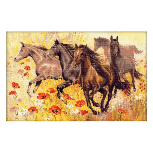 Набор для вышивания нитками Риолис, Табун лошадей, 60х40 см