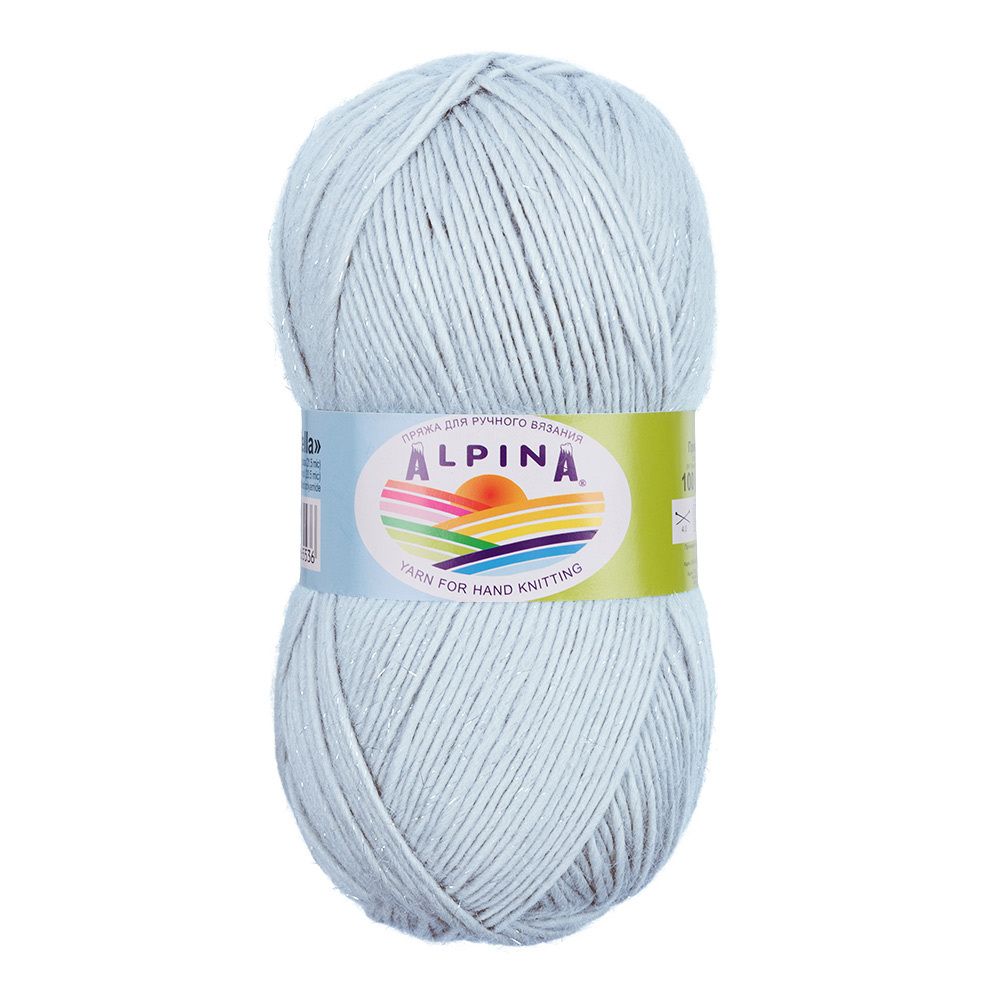 Пряжа Alpina Stella, с люрексом / уп.3 мот. по 100г, 250 м, ±13м, 85 св.голубой