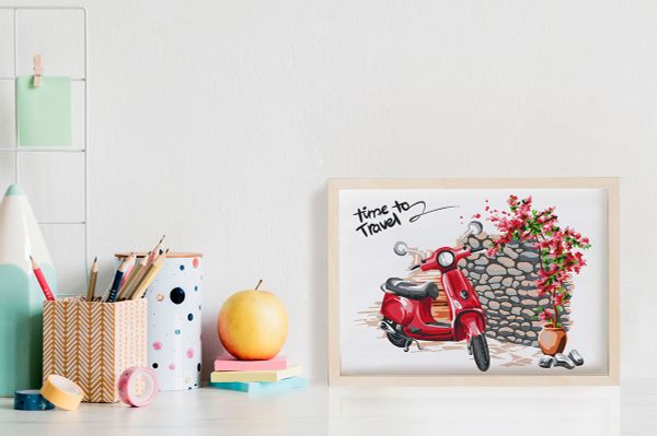 Картина по номерам Фрея, на картоне Красный скутер, 20х30 см