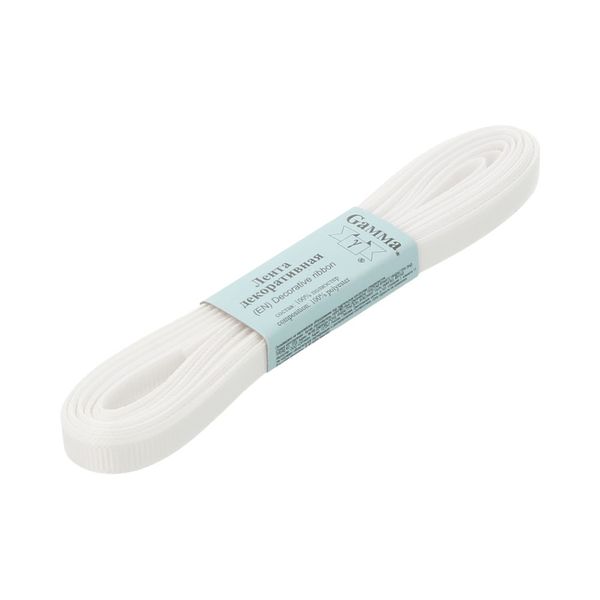 Лента репсовая нарезка 06.0 мм / 10 шт по 5.4 метра, 001 белый, Gamma GR-06
