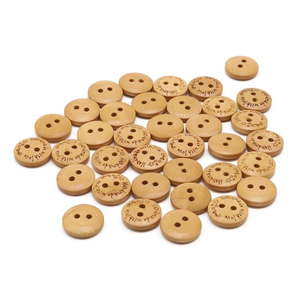 Пуговицы на 2 прокола Handmade 20L (12,5мм), дерево (Yellow (желтый)), W21, 36 шт