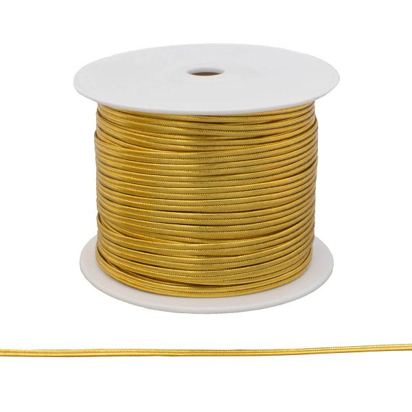 Шнур металлизированный сутаж ⌀4.0 мм / 50 метров, с метанитом, золото