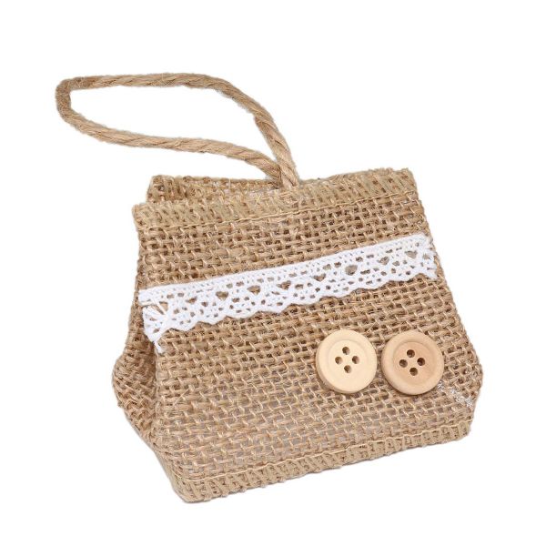 Сумка из мешковины Пуговицы 7х4х7см, общ. высота 13см,1шт, Astra&Craft, MH-409