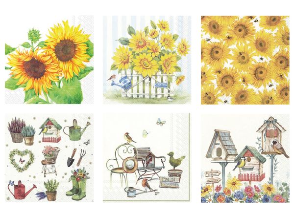 Салфетки бумажные ассорти 33х33, 6 шт, Мой любимый сад, Love2art SDS №56