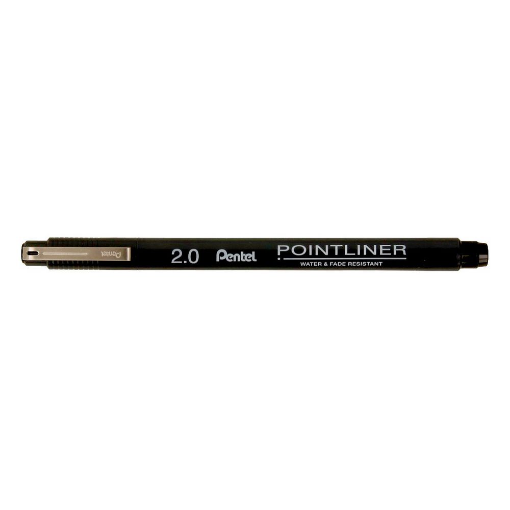 Линер Pentel Pointliner Calligraphy 2 мм, 12 шт, S20P-C20A черные чернила