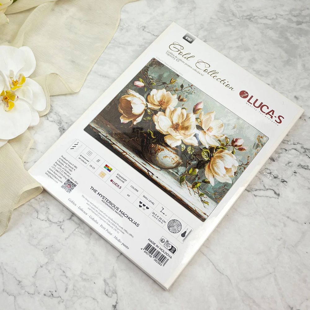 Набор для вышивания нитками Luca-S G707, гобелен Таинственные магнолии, 26,5х20см