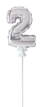 Шар самодув Цифра, 5 шт, 2, серебряная, Boomzee FBZ-04