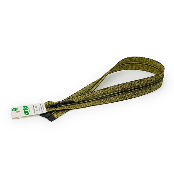 Молния спираль (витая) Arta Т5 (5 мм) 1 зам., разъем., 60 см, тесьма меланж, цв. D504M желто-черный, 1 шт