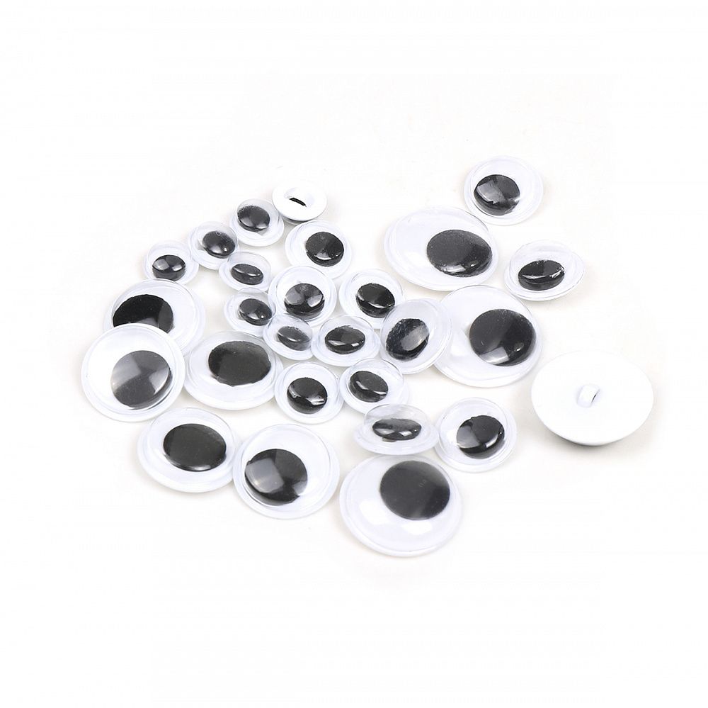 Глаза круглые бегающие 8-18 мм, цв.МИКС уп.100 шт