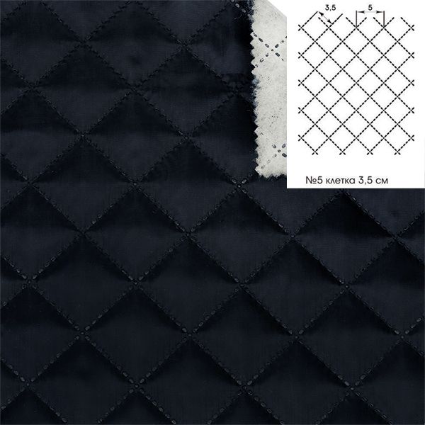 Термостежка Подкладка 100г/м², шир.150см, 170Т №0524/3130, рис.№5 клетка 3,5см, цв.т.синий Синтепон 45-50м