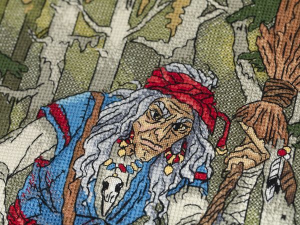 Набор для вышивания нитками Panna Золотая серия VS-7408, Славянская мифология. Баба Яга, 27х36.5 см