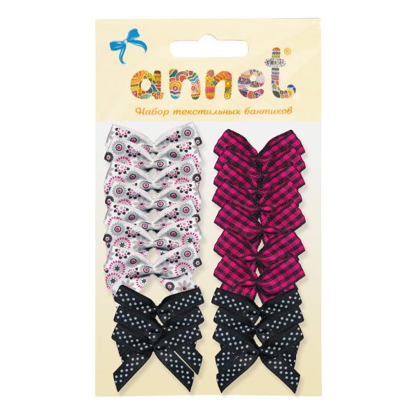 Набор текстильных бантиков, 100 шт, 104 черно-розовый, Annet BDR