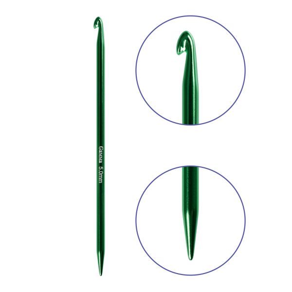 Крючок-спица для вязания ⌀5.0 мм, 15 см, алюминий, Gamma CH-N